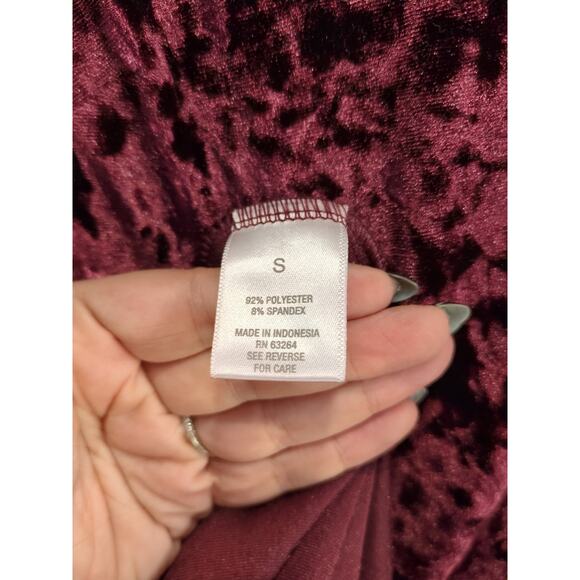 Westport 1962 Velvet T-Shirt Dress S Red Hi-Lo A-Line 90s Vintage Midi Scoop - Picture 4 of 5